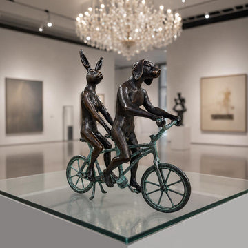 They Loved Riding Together in Paris (Bronze Sculpture, Miniature Collection)