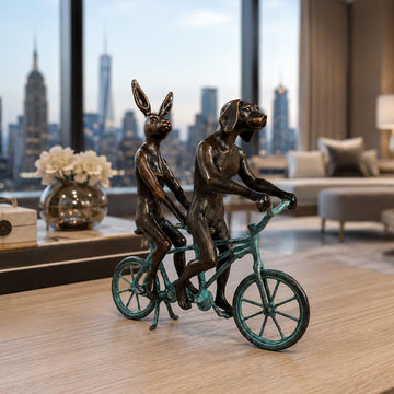 They Loved Riding Together in Paris (Bronze Sculpture, Miniature Collection)