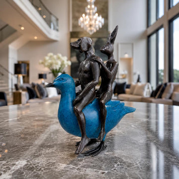 They Were Like Birds of a Feather So They Stuck Together (Bronze Sculpture, Miniature Collection)