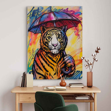 Tiger Singing in the Rain (Original Painting)
