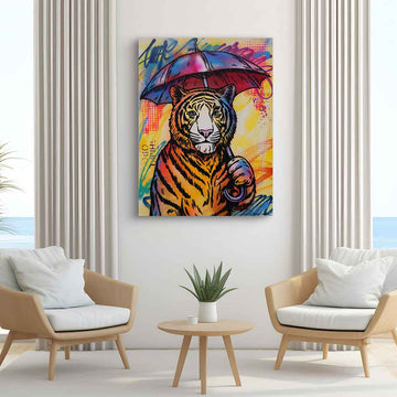 Tiger Singing in the Rain (Original Painting)