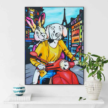 Two Hearts Lost in Paris (Original Painting)