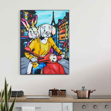 Two Hearts Lost in Paris (Original Painting)