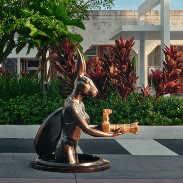 Watch Out for Paparazzi Rabbit (Bronze Sculpture, Large)