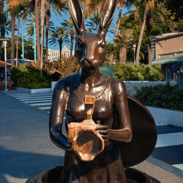 Watch Out for Paparazzi Rabbit (Bronze Sculpture, Large)