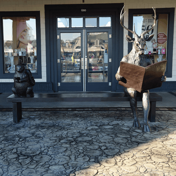 White Tail Deer and River Otter: Generations of Pixels and Paper (Bronze Sculpture)