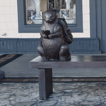 White Tail Deer and River Otter: Generations of Pixels and Paper (Bronze Sculpture)