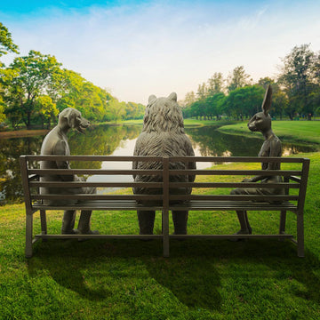 The Asian Black Bear Bench of Friendship (Bronze Sculpture)