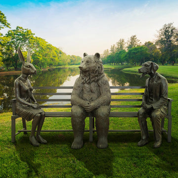 The Asian Black Bear Bench of Friendship (Bronze Sculpture)