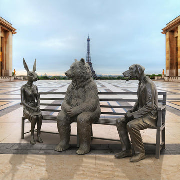 The Asian Black Bear Bench of Friendship (Bronze Sculpture)