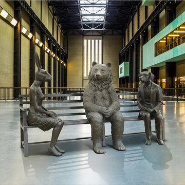 The Asian Black Bear Bench of Friendship (Bronze Sculpture)