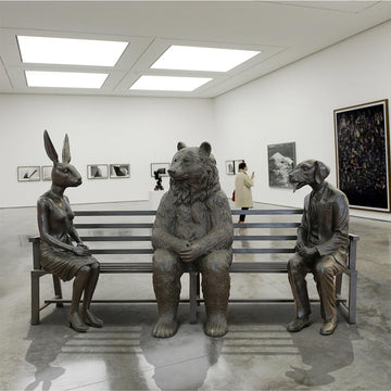 The Asian Black Bear Bench of Friendship (Bronze Sculpture)