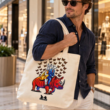Vespa, Rhino and Butterflies (Canvas Tote Bag)