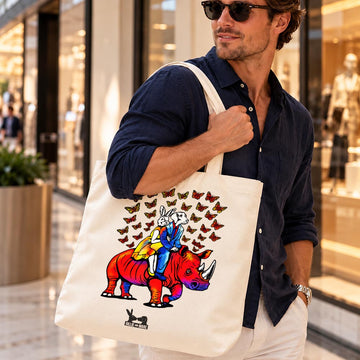Vespa, Rhino and Butterflies (Canvas Tote Bag)