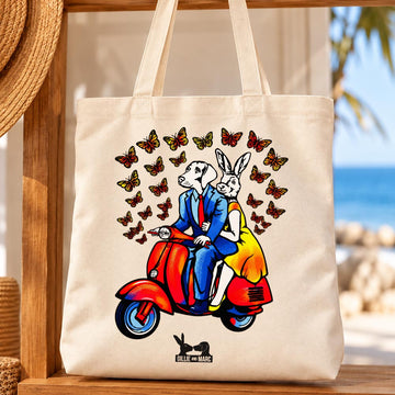 Vespa, Rhino and Butterflies (Canvas Tote Bag)