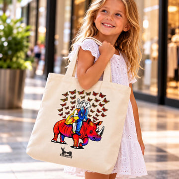 Vespa, Rhino and Butterflies (Canvas Tote Bag)