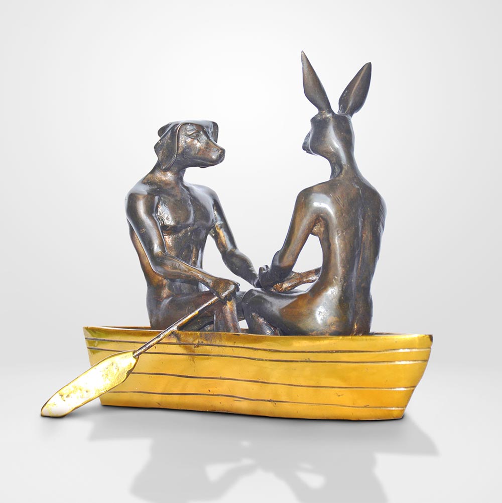 They Rowed, Rowed, Rowed Their Boat (Bronze Sculpture, Miniature Colle ...