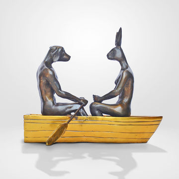 They Rowed, Rowed, Rowed Their Boat (Bronze Sculpture, Miniature Collection)