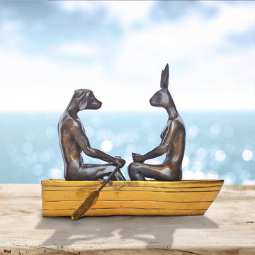 They Rowed, Rowed, Rowed Their Boat (Bronze Sculpture, Miniature Collection)