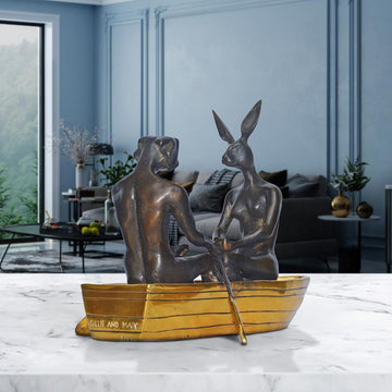 They Rowed, Rowed, Rowed Their Boat (Bronze Sculpture, Miniature Collection)