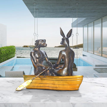 They Rowed, Rowed, Rowed Their Boat (Bronze Sculpture, Miniature Collection)