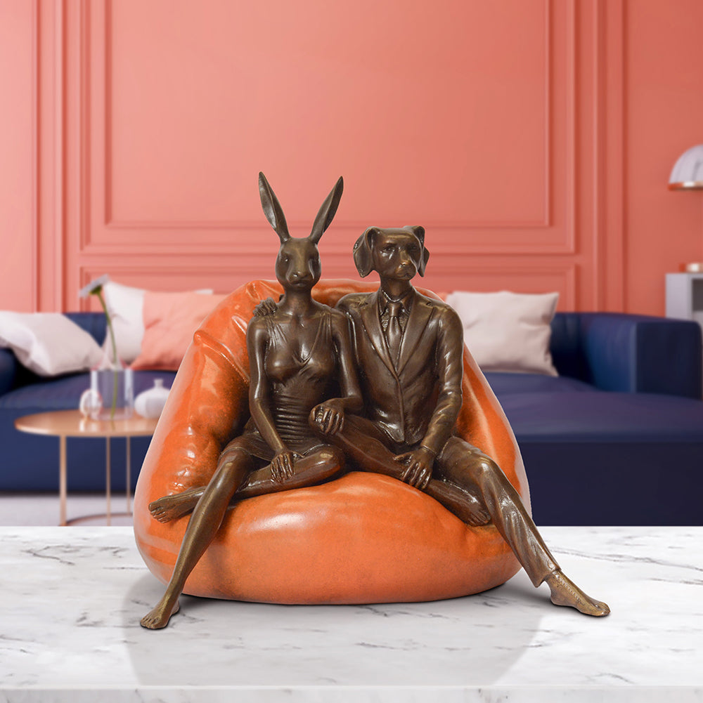 Beanbag Rabbitwoman and Dogman (Bronze Sculpture, Small) – Gillie and Marc®