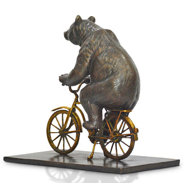 The Asiatic Black Bear Races Against Time on the Bicycle (Bronze Sculpture, Small)