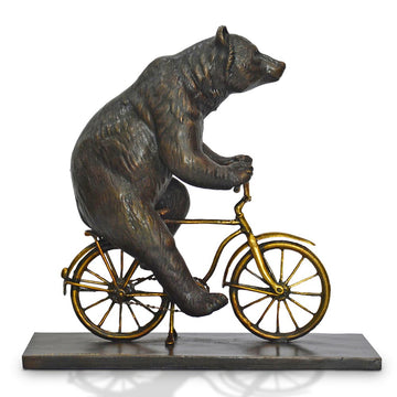 The Asiatic Black Bear Races Against Time on the Bicycle (Bronze Sculpture, Small)