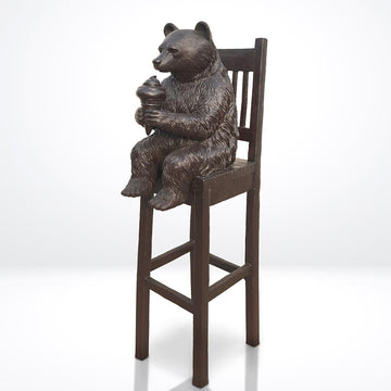Bear Above It All, Delighting in a Sweet Treat (Bronze Sculpture, Mid-Size)