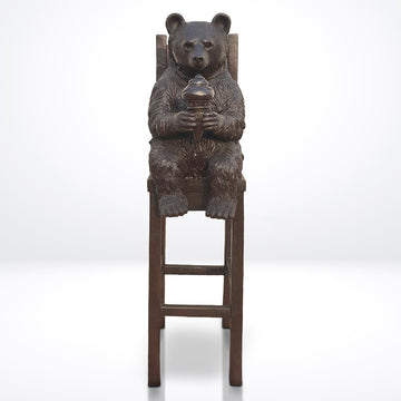 Bear Above It All, Delighting in a Sweet Treat (Bronze Sculpture, Mid-Size)