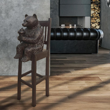 Bear Above It All, Delighting in a Sweet Treat (Bronze Sculpture, Mid-Size)