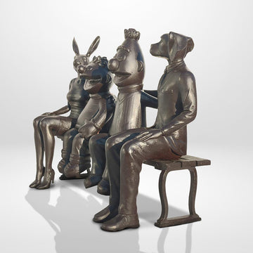 Ernie and Bert Love Rabbitwoman and Dogman Big Time (Bronze Sculpture)