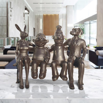 Ernie and Bert Love Rabbitwoman and Dogman Big Time (Bronze Sculpture)