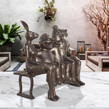 Ernie and Bert Love Rabbitwoman and Dogman Big Time (Bronze Sculpture)