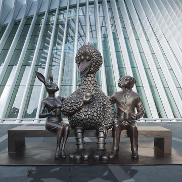 Rabbitwoman and Dogman Love Big Bird (Bronze Sculpture)