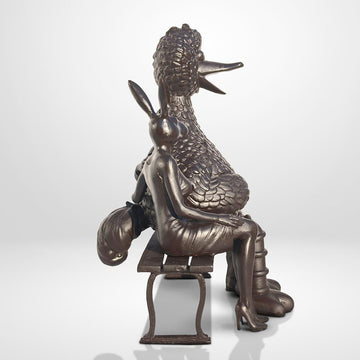 Big Bird Loves Rabbitwoman and Dogman Big Time (Bronze Sculpture)