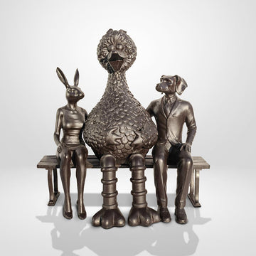 Big Bird Loves Rabbitwoman and Dogman Big Time (Bronze Sculpture)