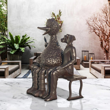 Big Bird Loves Rabbitwoman and Dogman Big Time (Bronze Sculpture)