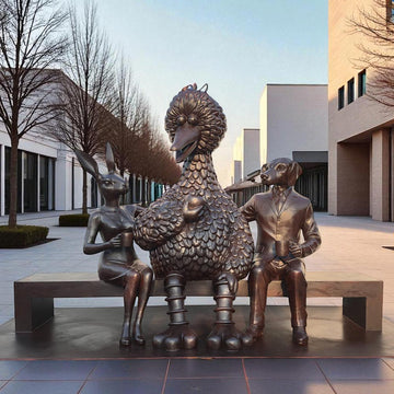 Rabbitwoman and Dogman Love Big Bird (Bronze Sculpture)