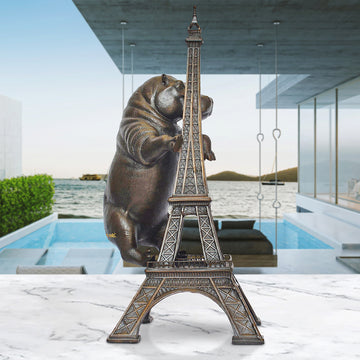 The Big Hippo Loved the Eiffel Tower (Bronze Sculpture)