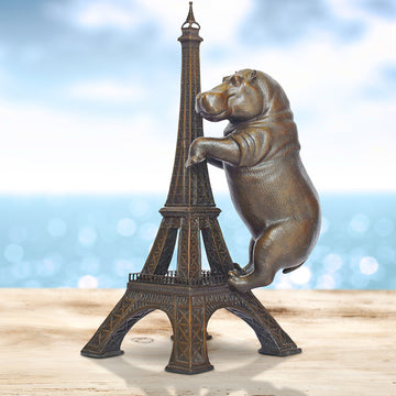 The Big Hippo Loved the Eiffel Tower (Bronze Sculpture)