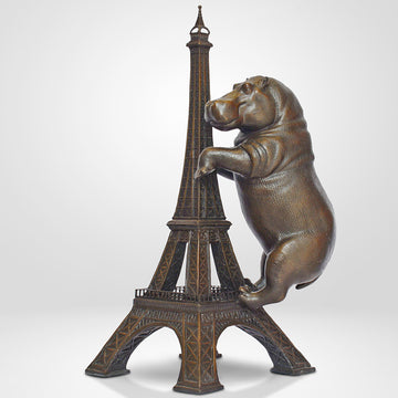 The Big Hippo Loved the Eiffel Tower (Bronze Sculpture)