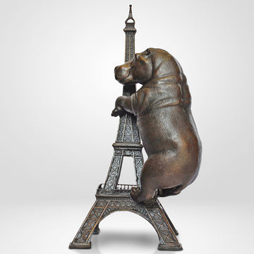The Big Hippo Loved the Eiffel Tower (Bronze Sculpture)