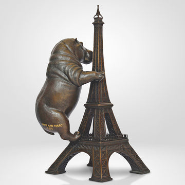 The Big Hippo Loved the Eiffel Tower (Bronze Sculpture)