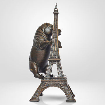 The Big Hippo Loved the Eiffel Tower (Bronze Sculpture)