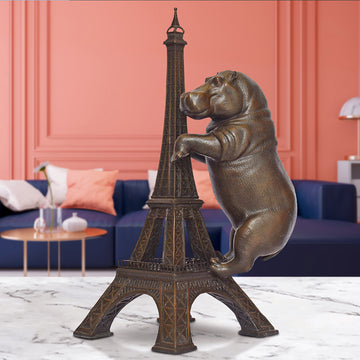 The Big Hippo Loved the Eiffel Tower (Bronze Sculpture)