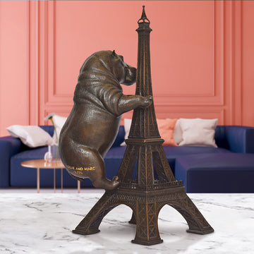 The Big Hippo Loved the Eiffel Tower (Bronze Sculpture)