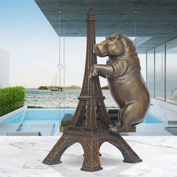 The Big Hippo Loved the Eiffel Tower (Bronze Sculpture)