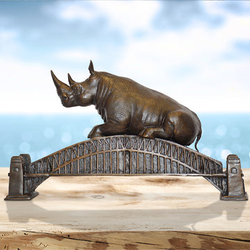 The Big Rhino Loved the Sydney Harbour Bridge (Bronze Sculpture)