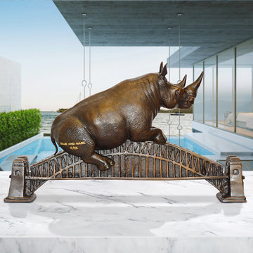The Big Rhino Loved the Sydney Harbour Bridge (Bronze Sculpture)
